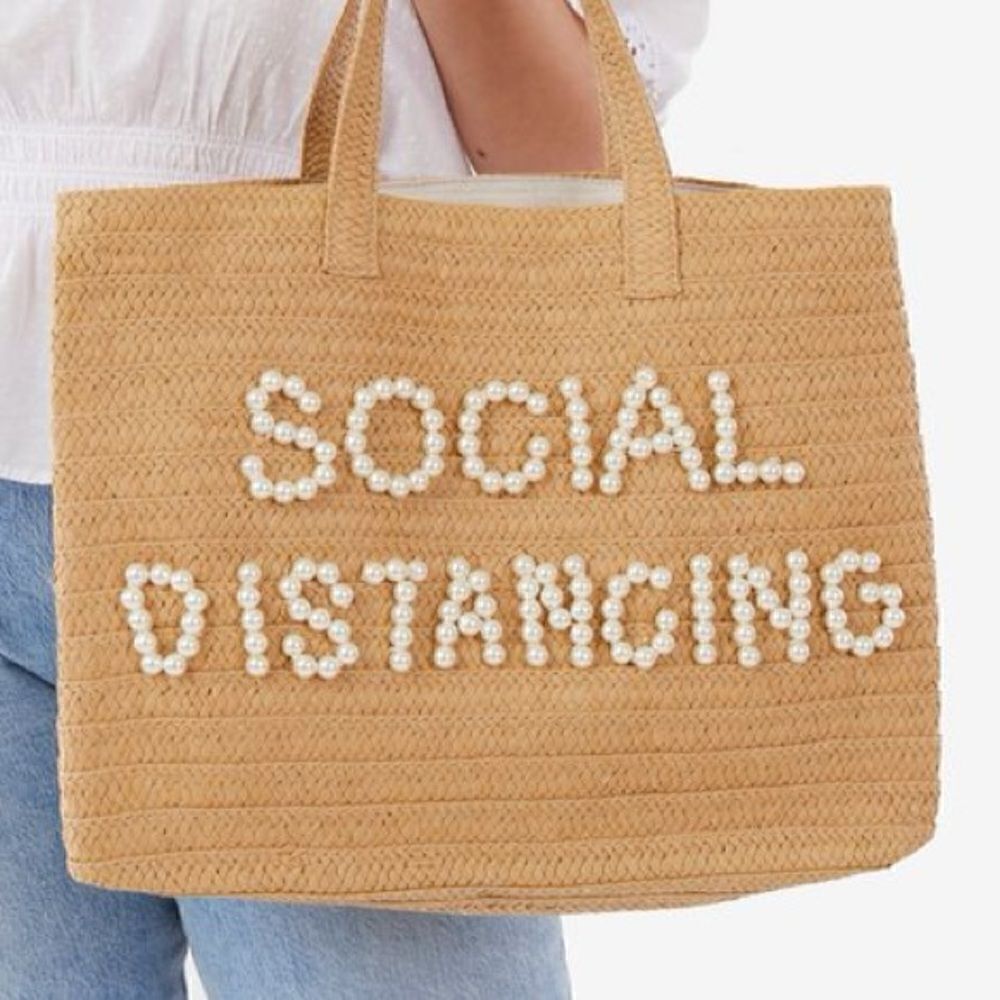 BEYOND THE BEACH BTB Social Distancing Straw Tote brand new